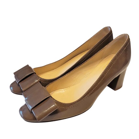 Kate Spade Dijon Bow Patent Leather Block Heel Pumps - Picture 2 of 7